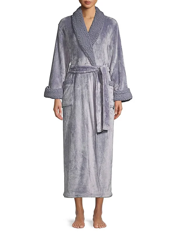 Natori Plush Long Robe, Ecru, Women's, Medium