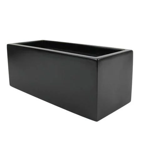 Wrought Studio Eyre Rectangle Fiberglass Planter Box, Black