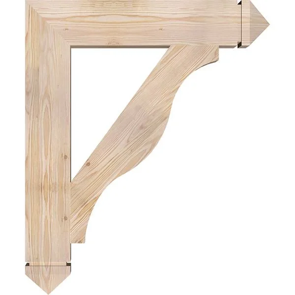 Ekena Millwork 5 1/2x22W x 30x22D x 36x22H Funston Arts & Crafts Smooth BRACKET - Douglas Fir