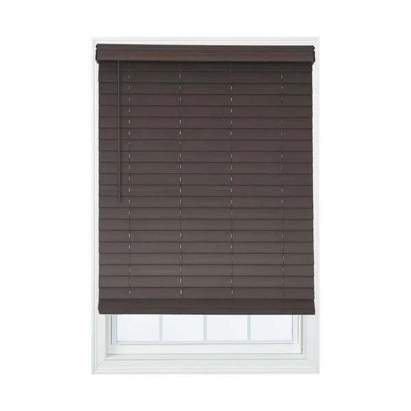 Allen + Roth 2.5-in Slat Width 23.25-in x 72-in Cordless Brown Faux Wood Room Darkening Horizontal Blinds - DFHSC2472-23.25