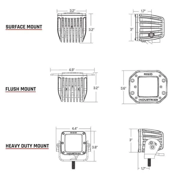 Rigid Industries 602113 D-Series Pro Hybrid-Flood LED Pair White