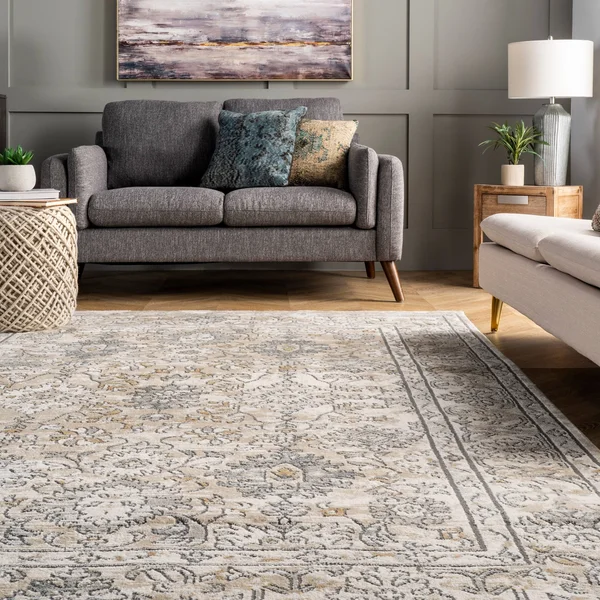 nuLOOM Kathleen Floral Beige 5 ft. x 8 ft. Indoor Area Rug