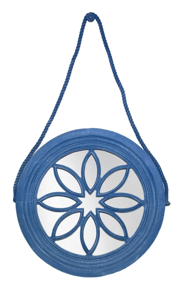Hickory Manor House Petal Circle Wall Mirror; Coastal Blue