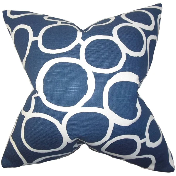 The Pillow Collection Titian Geometric Cotton Throw Pillow, Blue