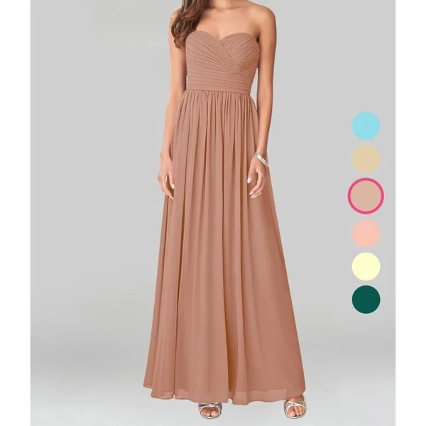 Azazie A-Line/Princess Sweetheart Floor-Length Chiffon Bridesmaid Dresses - Champagne Rose