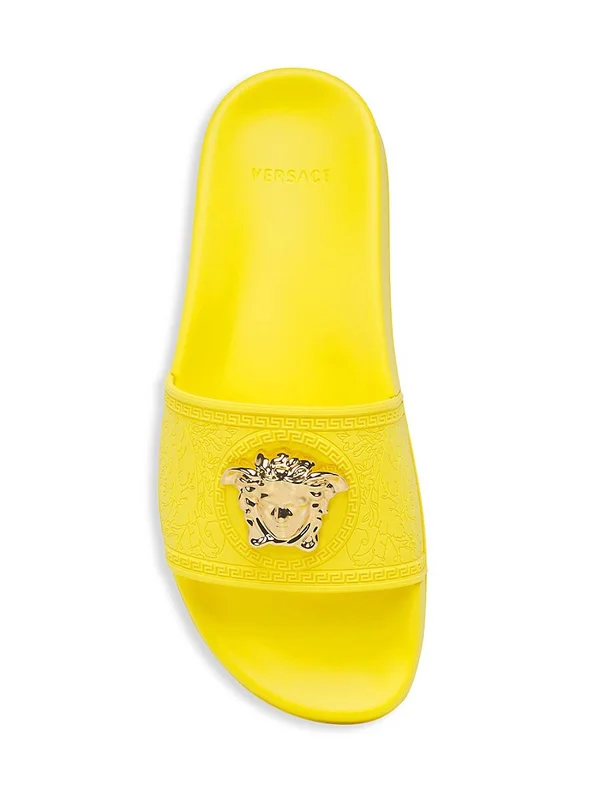 Versace Women's Palazzo Pool Slides - Cerulean - Size 7 Sandals