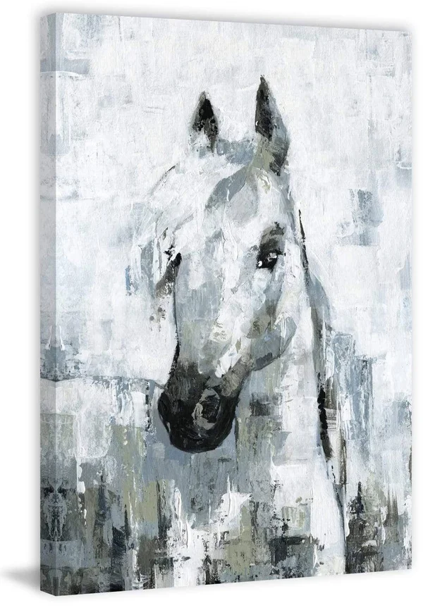 Marmont Hill Horse Portrait Canvas Wall Art, 24 inch x 16 inch, Size: 1.50 inch x 16.00 inch, White