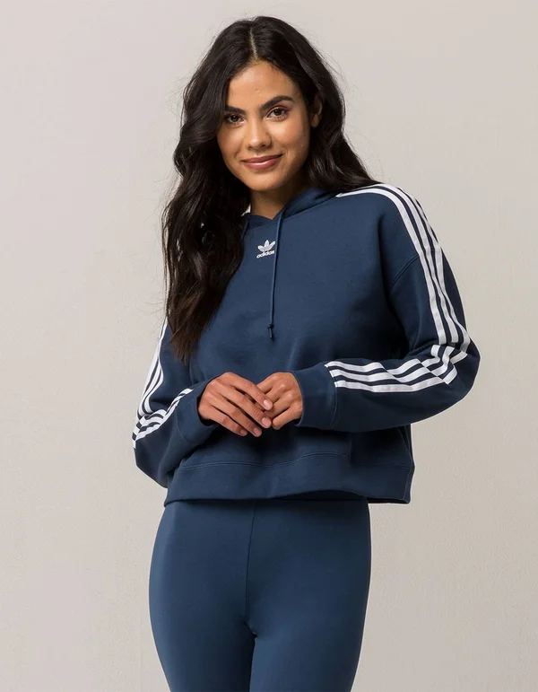Adidas Womens Blue Cropped Hoodie