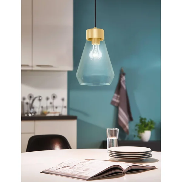 Eglo Montey 1-Light Brushed Gold Pendant with Clear Glass 204366A
