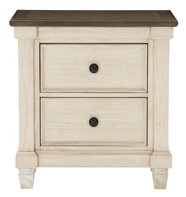 Weaver Antique White Wood Nightstand w/2 Drawers by Homelegance