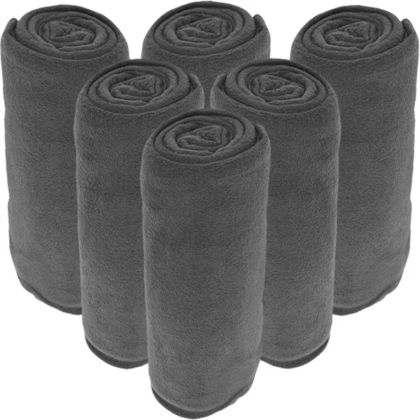 Bare Home Wholesale Microplush Blankets - Fleece Bed Blanket Bulk Pack - King - Grey - 6 Pack