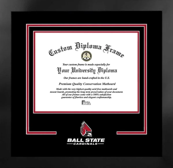 Campus Images IN985NBSD-108 10 x 8 in. Ball State University Cardinals Spirit Diploma Nova Black Frame