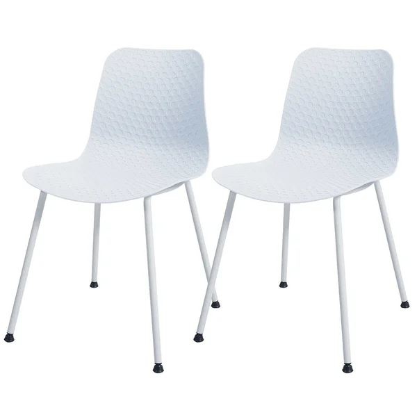 Set of 4 Dining Plastic Chair with Metal Legs sage-White