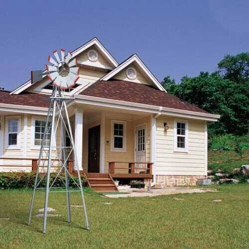 8 ft Tall Windmill Ornamental Wind Wheel-Silver