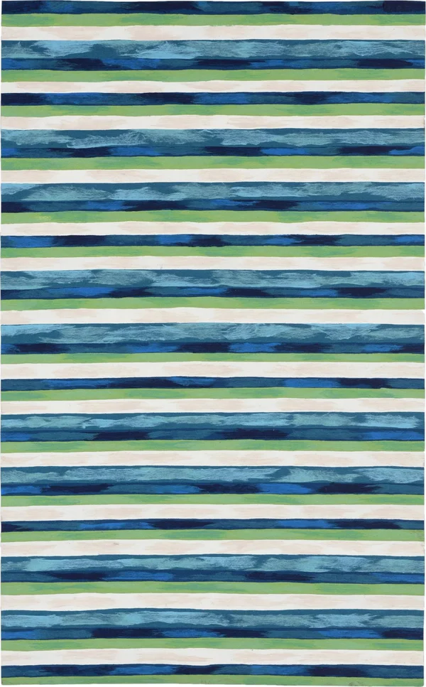 Liora Manne Visions II Painted Stripes Indoor/Outdoor Rug Blue 42x22 x 66x22