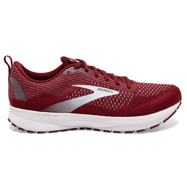 Brooks Running Men's Revel 4 Road Running Shoes, Maroon/White 8.0