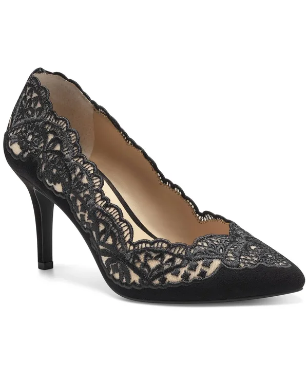 Inc Women's Zitah Embellished Pointed Toe Pumps, Created for Macy&s - Black Lace