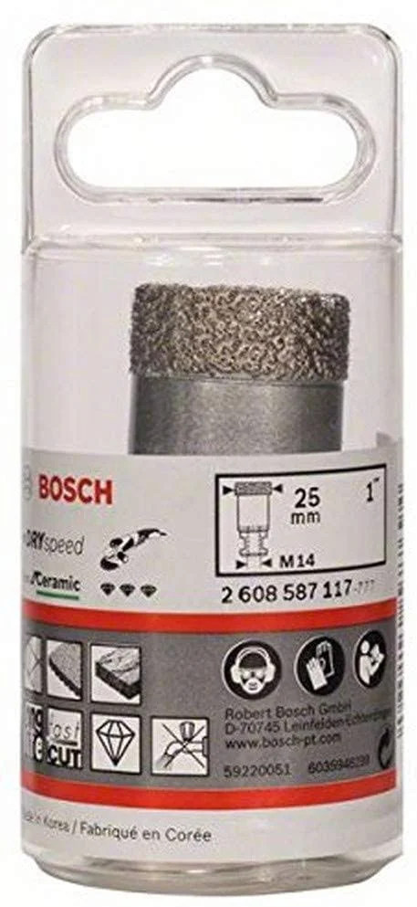 Bosch 2608587117 Dry Speed Diamond Hole Cutter - M25, 25mm x 35mm, Silver