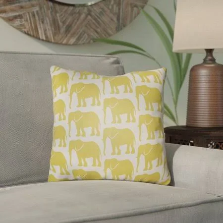 Bloomsbury Market Kalgoorlie Elephant Indoor/Outdoor Throw Pillow, Yellow