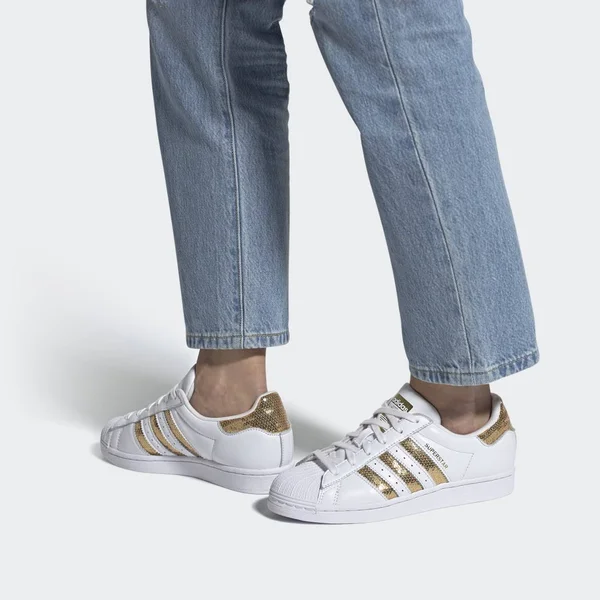 Adidas Superstar Shoes White/Gold G55658 - 7.5