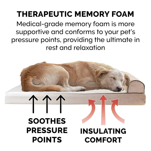 FurHaven Sofa Dog Bed - Faux Fleece & Chenille Memory Foam - Jumbo, Orion Blue