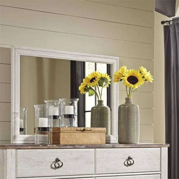 Bowery Hill Bedroom Mirror in Whitewash - BH-1455883