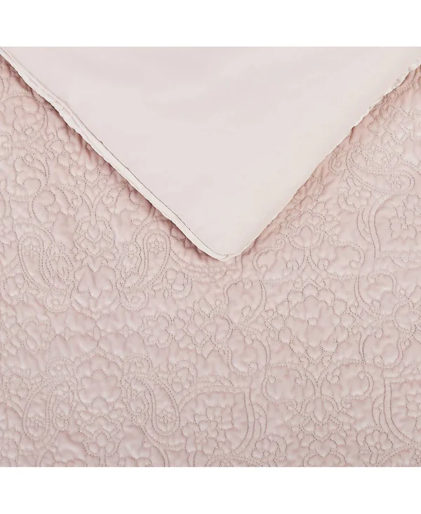 Charisma Melange Quilted Velvet Comforter Set - King - Pink
