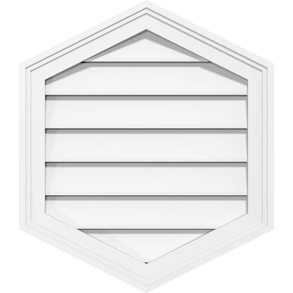 Ekena Millwork GVPVP20X3802SF-04 20x22W x 38x22H Vertical Peaked Surface Mount PVC Gable Vent 4/12 Pitch: Functional - w/ 2x22W x