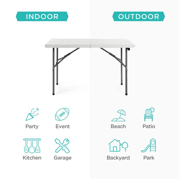 Best Choice Products Portable 4& Folding Utility Table, White
