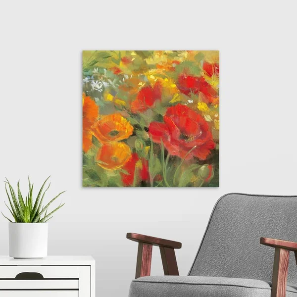 Oriental Poppy Field I - Canvas Wall Art, 20x20, Great Big Canvas