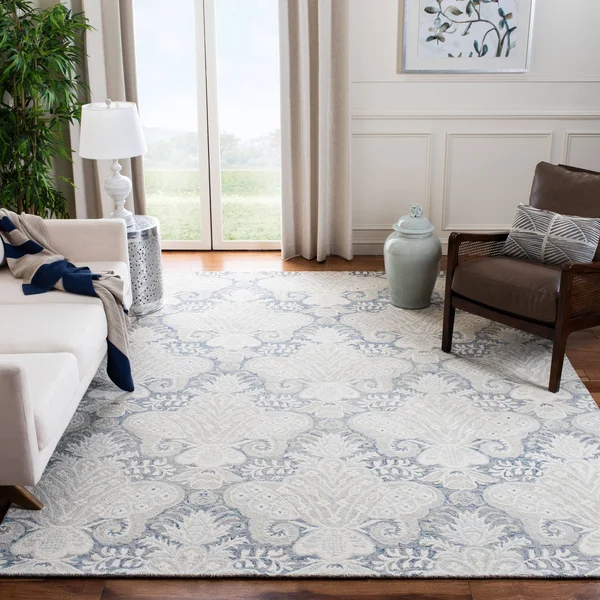 Safavieh Micro-Loop Rug Collection MLP539M - Blue, Ivory - 2&-3x22 x 7&