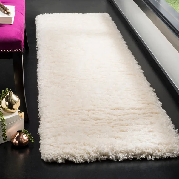 Safavieh Flokati Shag Mia 2.75-Inch Thick Rug - 2&3x22 x 10& Runner - Ivory