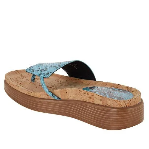 Donald J. Pliner Fifi Leather Platform Thong Sandal - Metallic - Size 7