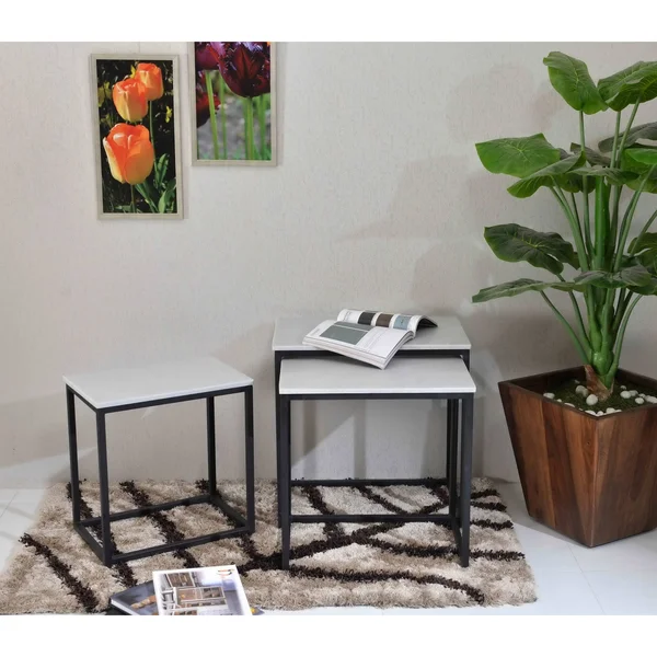 Coast to Coast Ponga Black Nesting Tables (Set of 3)