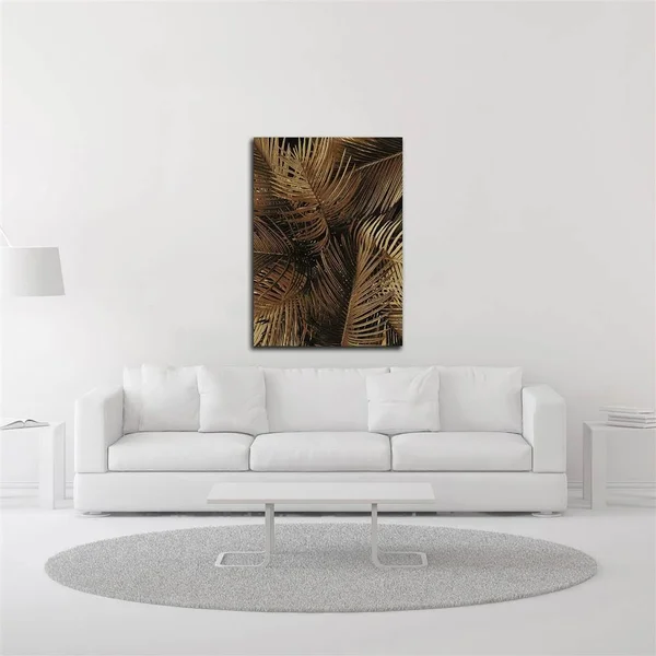Tangletown Fine Art 35x22 x 25x22 Golden Palm 2 by Design Fabrikken Print on Canvas
