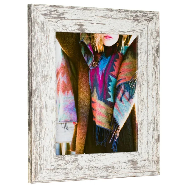Craig Frames American Barn - Faux Barnwood Picture Frame, White, 18 x 36 inch
