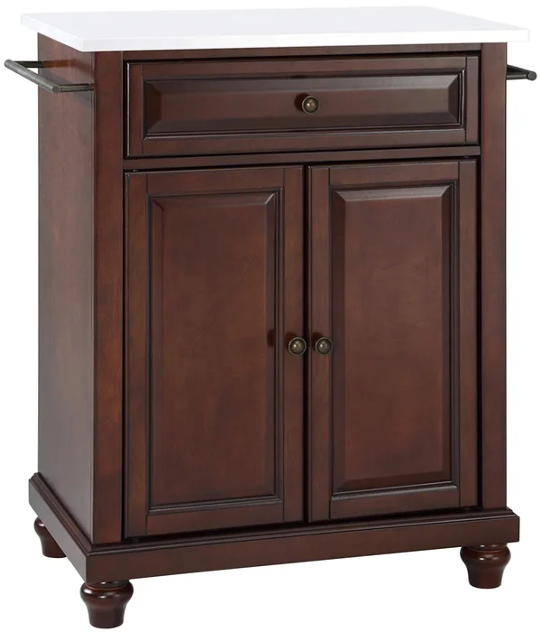 Crosley Cambridge Portable Kitchen Island Cart Mahogany White Granite Top