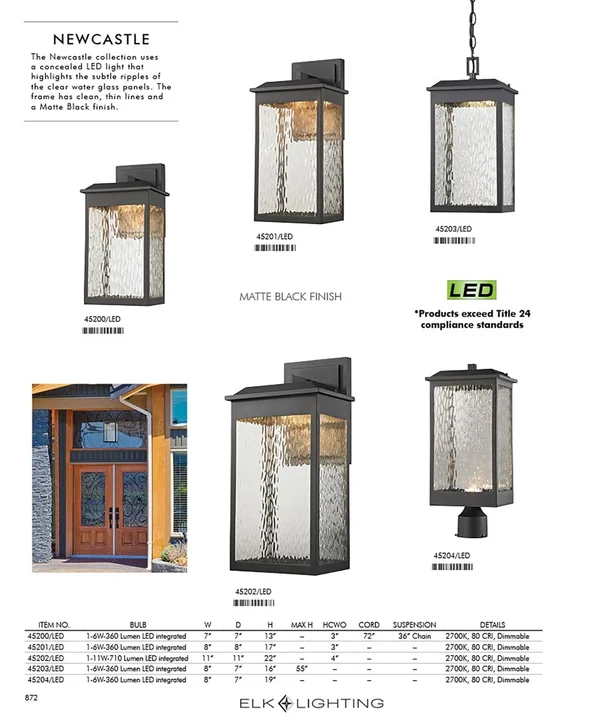 Elk Lighting Newcastle LED Outdoor Pendant in Matte Black 45203