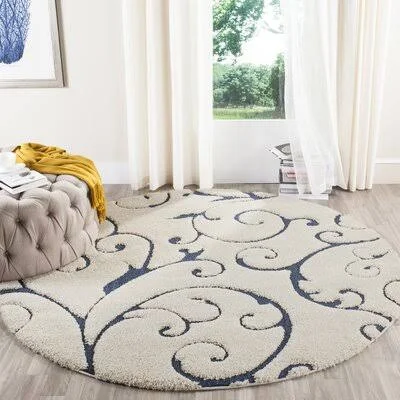 Cannock Polypropylene Cream/Blue Rug Lark Manor Rug Size: Round 10&