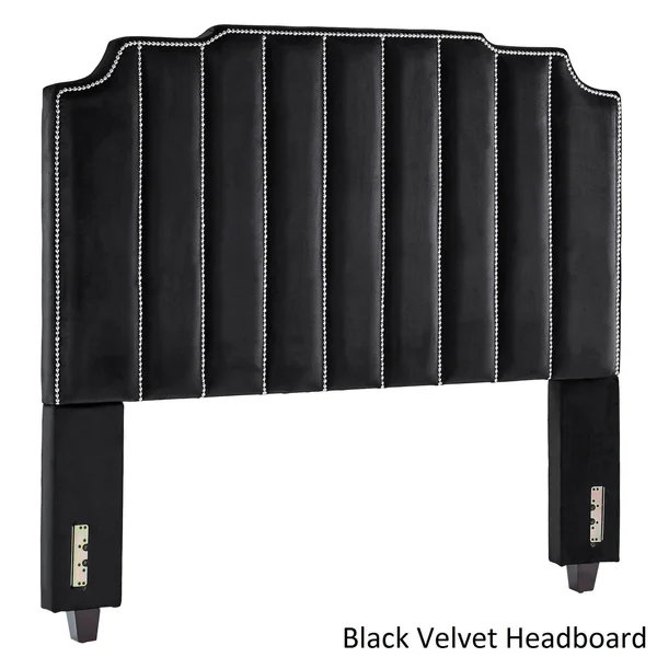 Chareau Velvet Upholstered Nailhead Headboard by Inspire Q Bold - Grey Velvet - Queen