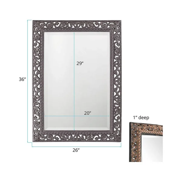 Howard Elliott Rectangle Bristol Glossy Charcoal Gray Mirror - 6041CH