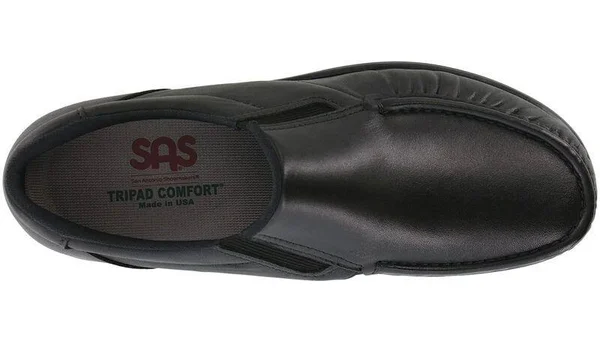 SAS Men's Side Gore Slip on Loafer - Black Smooth N - 12.5