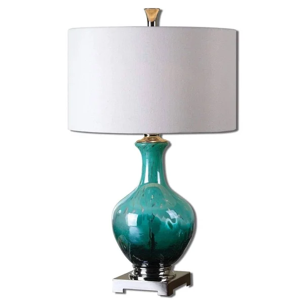 New Product Uttermost Yvonne Green Blue Glass Table Lamp