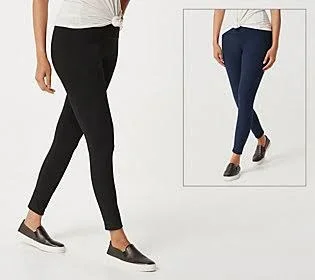 Women with Control Regular Reversible No Side Seam Leggings, Size 3X, Black/Navy