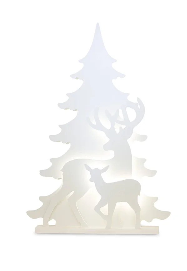 LED Tree and Deer 30.5x22L x 43.5x22H Polyester/MDF UL Adapter, 30.5 x 4.5 x 43.5