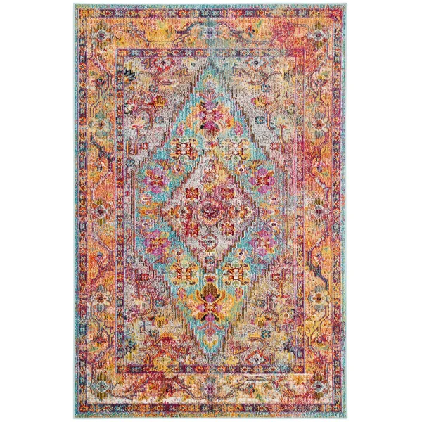 Safavieh CRS507B Crystal Light Blue - Fuchsia Area Rug - 7& x 7& Round