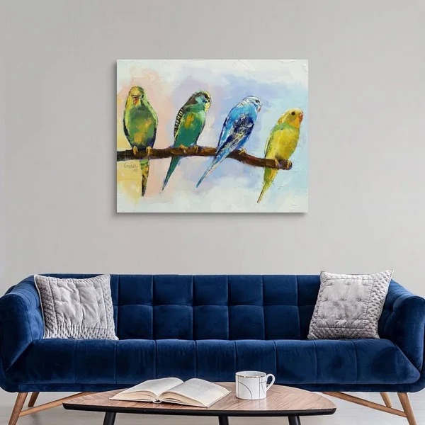 Four Parakeets - Canvas Wall Art, 45x36, Great Big Canvas