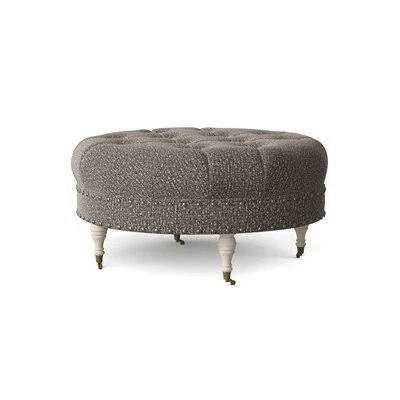 Wyatt Cocktail Ottoman Wayfair Custom Upholstery Body Fabric: Pow Wow Flannel, Nailhead Detail: Black Nickel