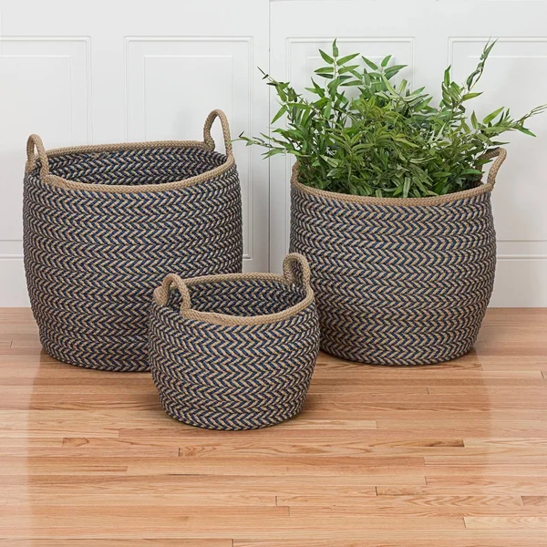 Colonial Mills Prev Basket - Taupe & Blue 15x22x15x22x15x22