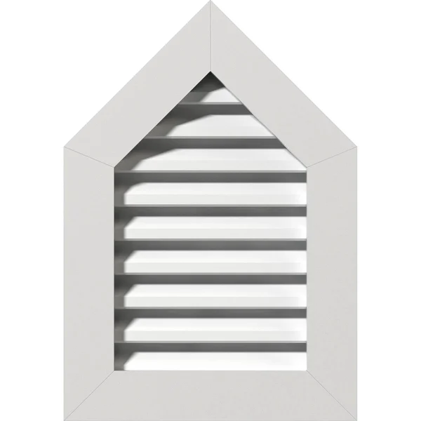 26 inchw x 30 inchh Peaked Top Gable Vent (31 inchw x 35 3/8 inchh Frame Size) 12/12 Pitch: Functional - PVC Gable Vent w/ 1 inch